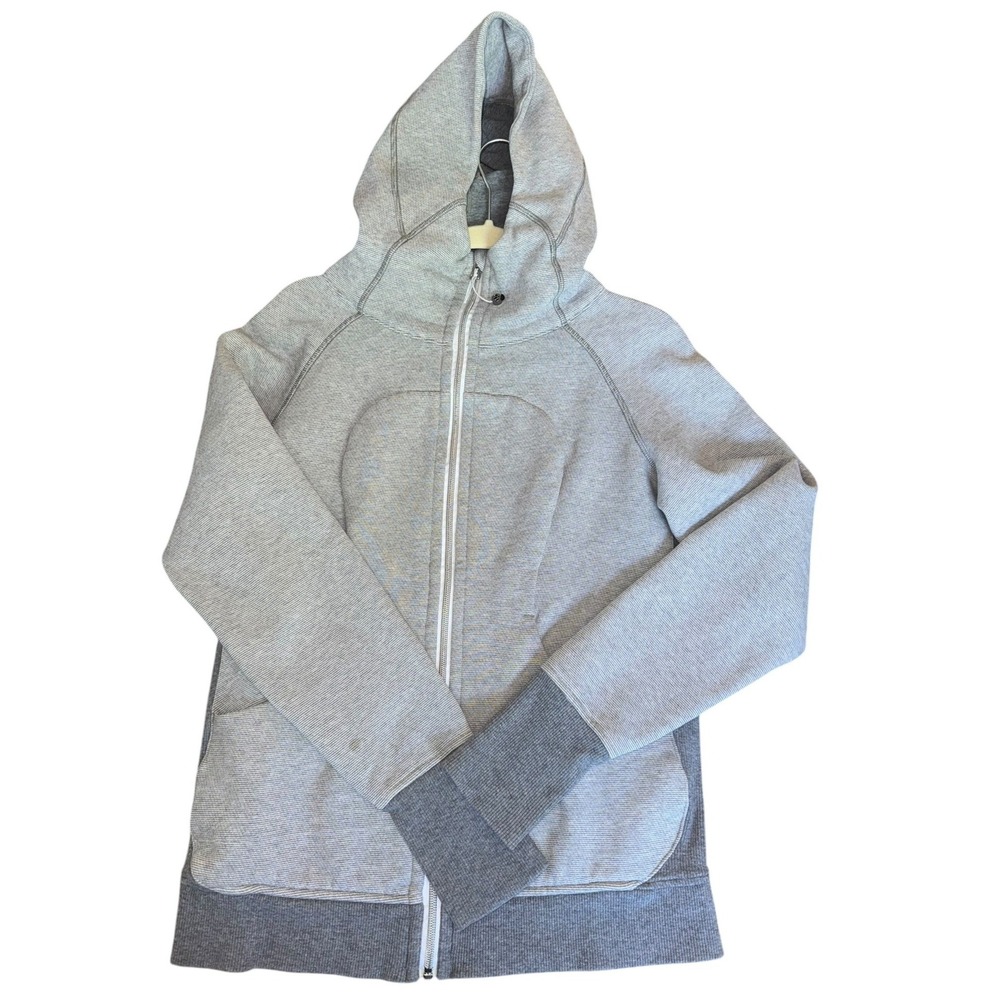 Lululemon‎ Scuba Full Zip Hoodie Womens Heathered Grey Textured Knit Jacket